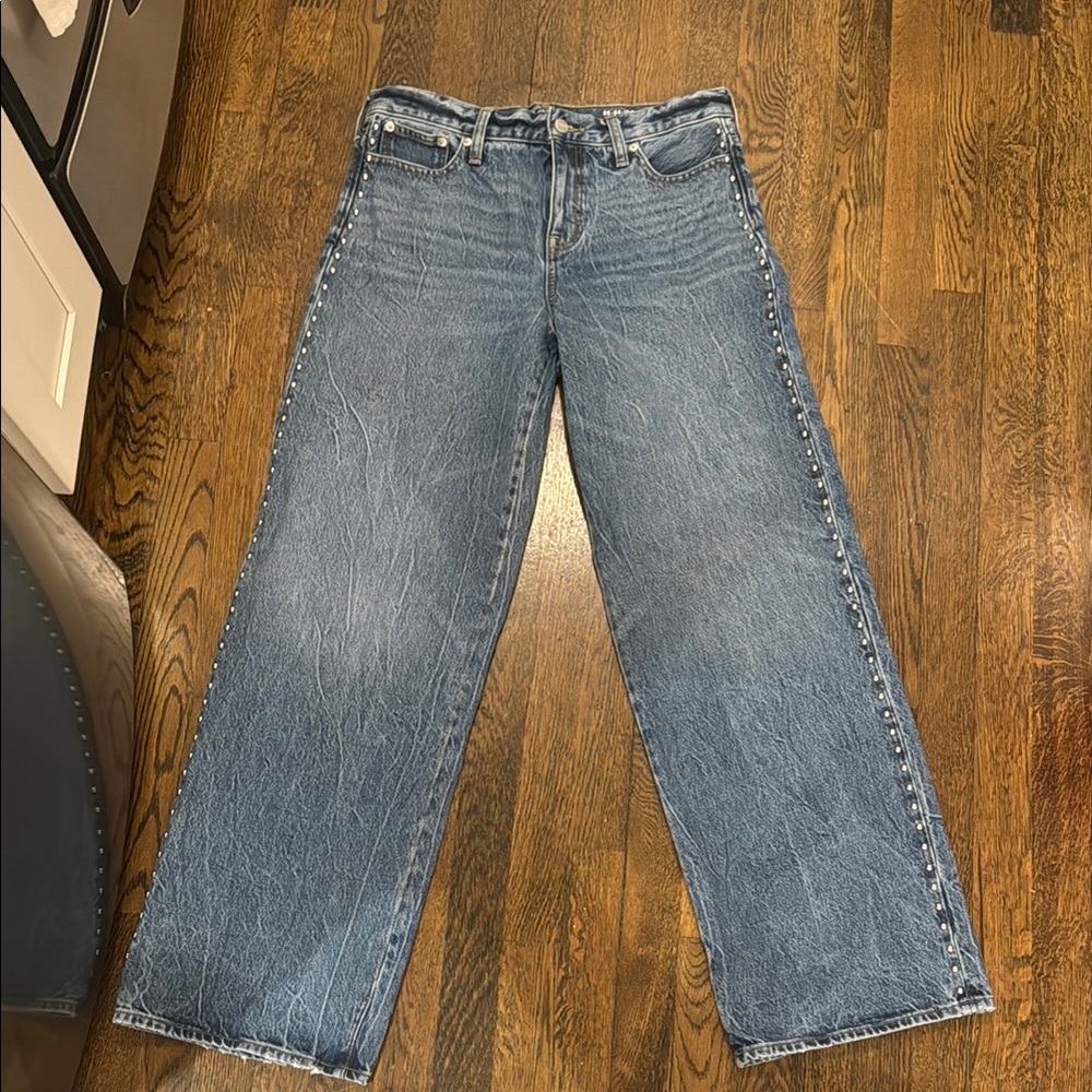 J crew Studded low rise wide leg jeans